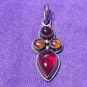 Elegant Silver and Red Pendant